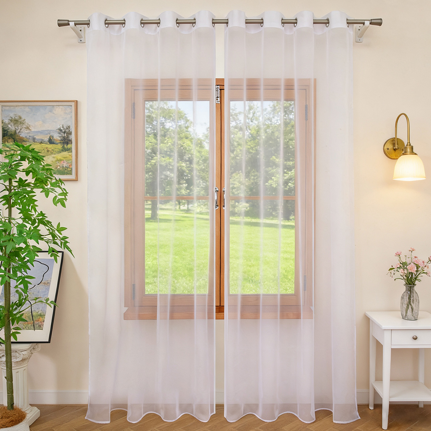 Home Decor Pt - 1 szt. Biała Przezroczysta Zasłona, Zasłony