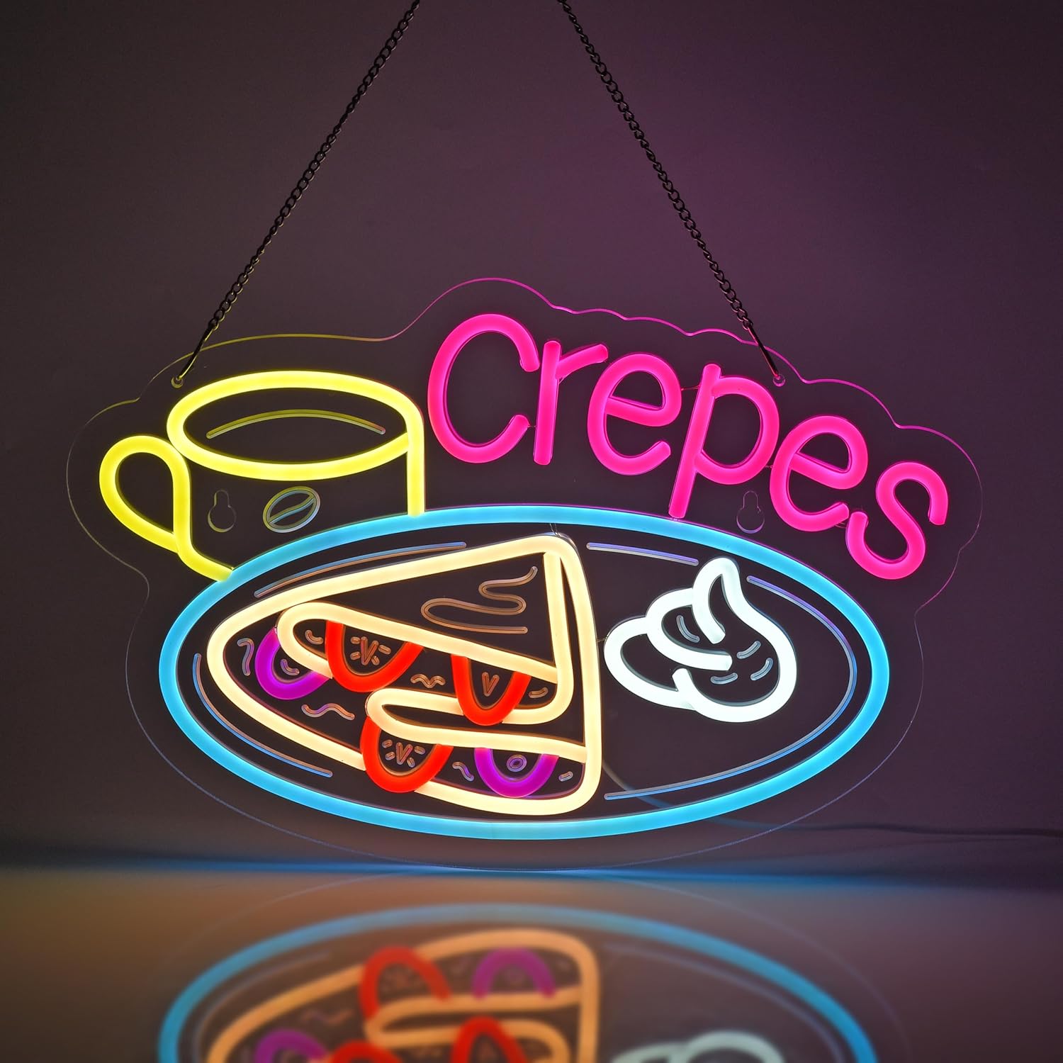 Home Decor Nearby - Neon LED w kształcie naleśników, zasilany
