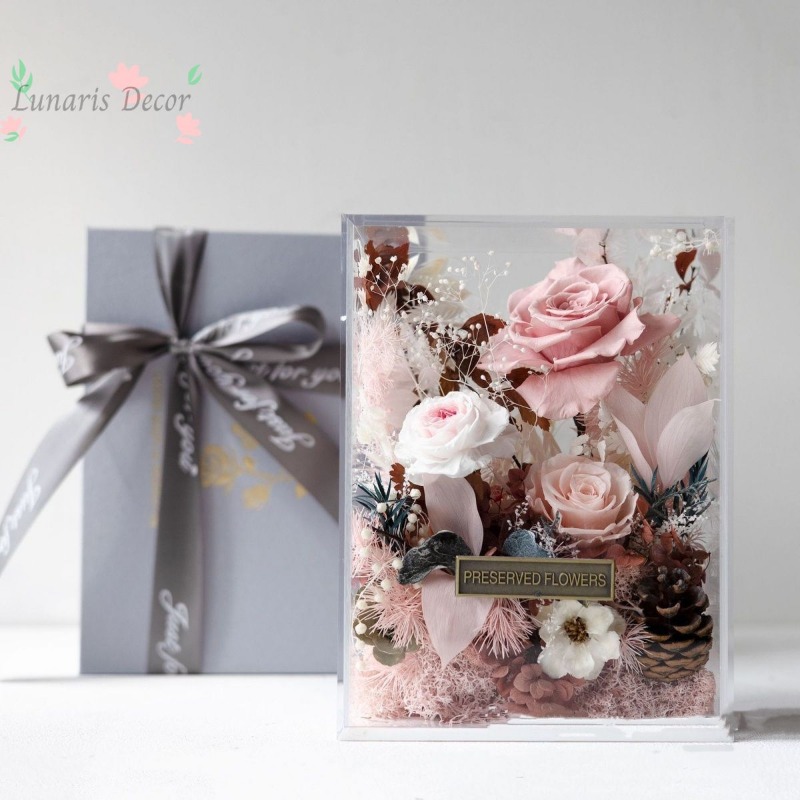 Home Decor Express - Pudełko na kwiaty premium, wieczna róża,