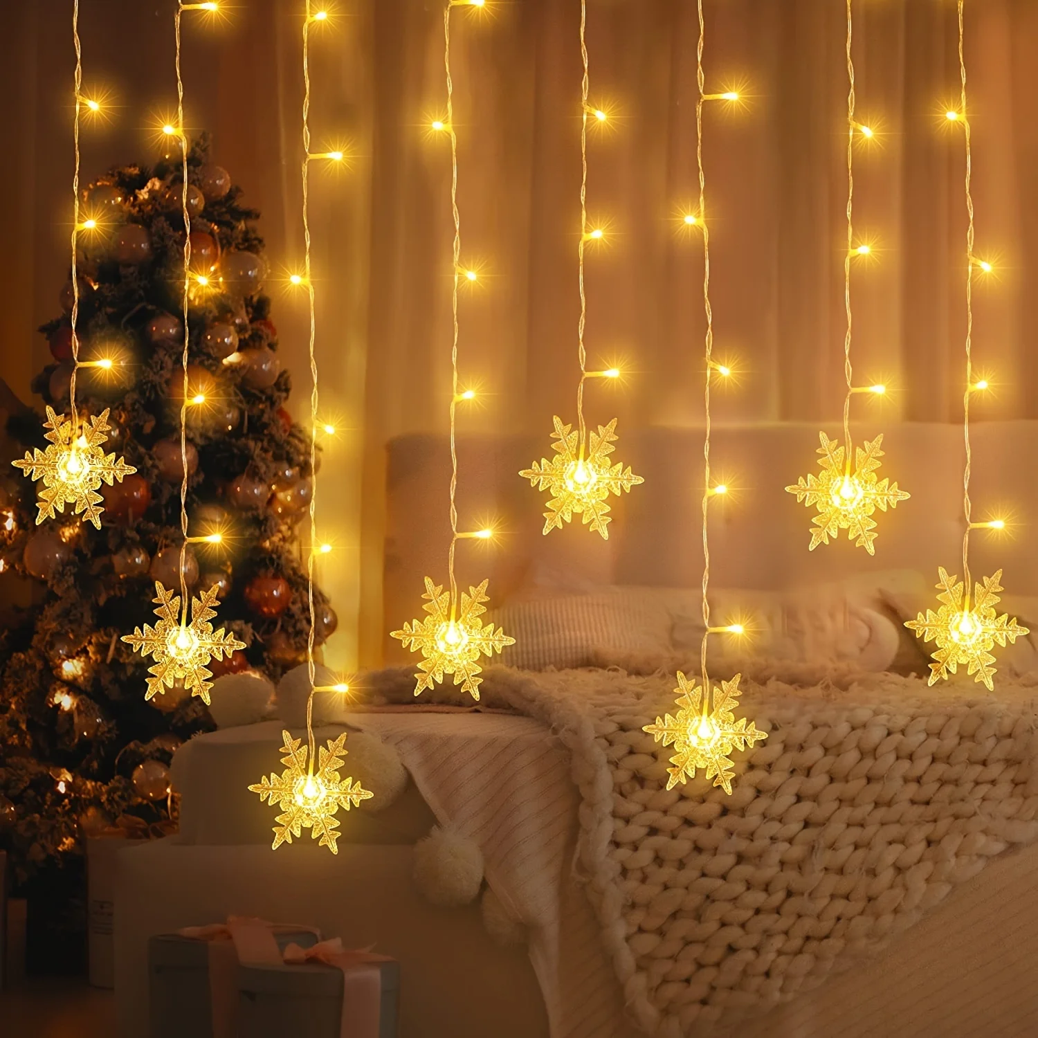String Curtain Light - 4M 96 LED Świąteczne Lampki Dekoracyjne