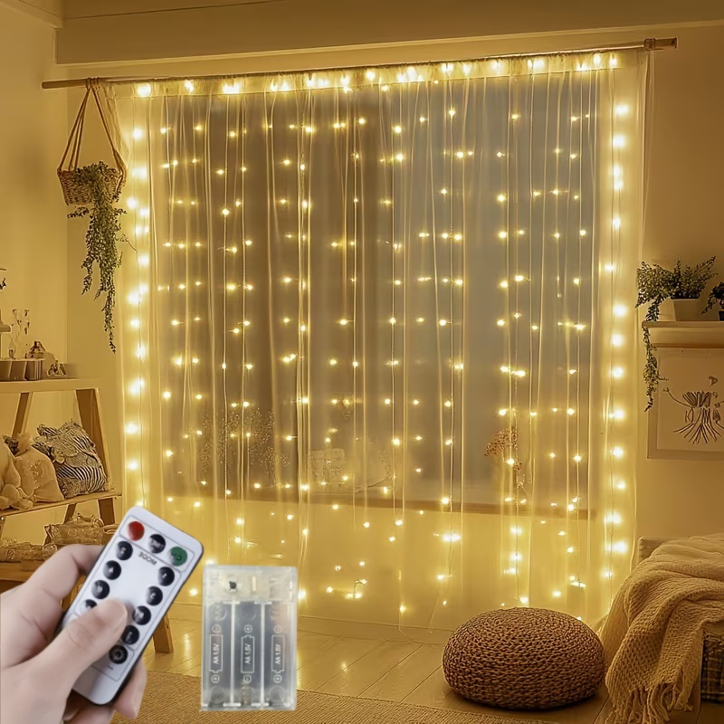 String Curtain Light - Lampki świąteczne 3M-6M z pilotem, dekoracja