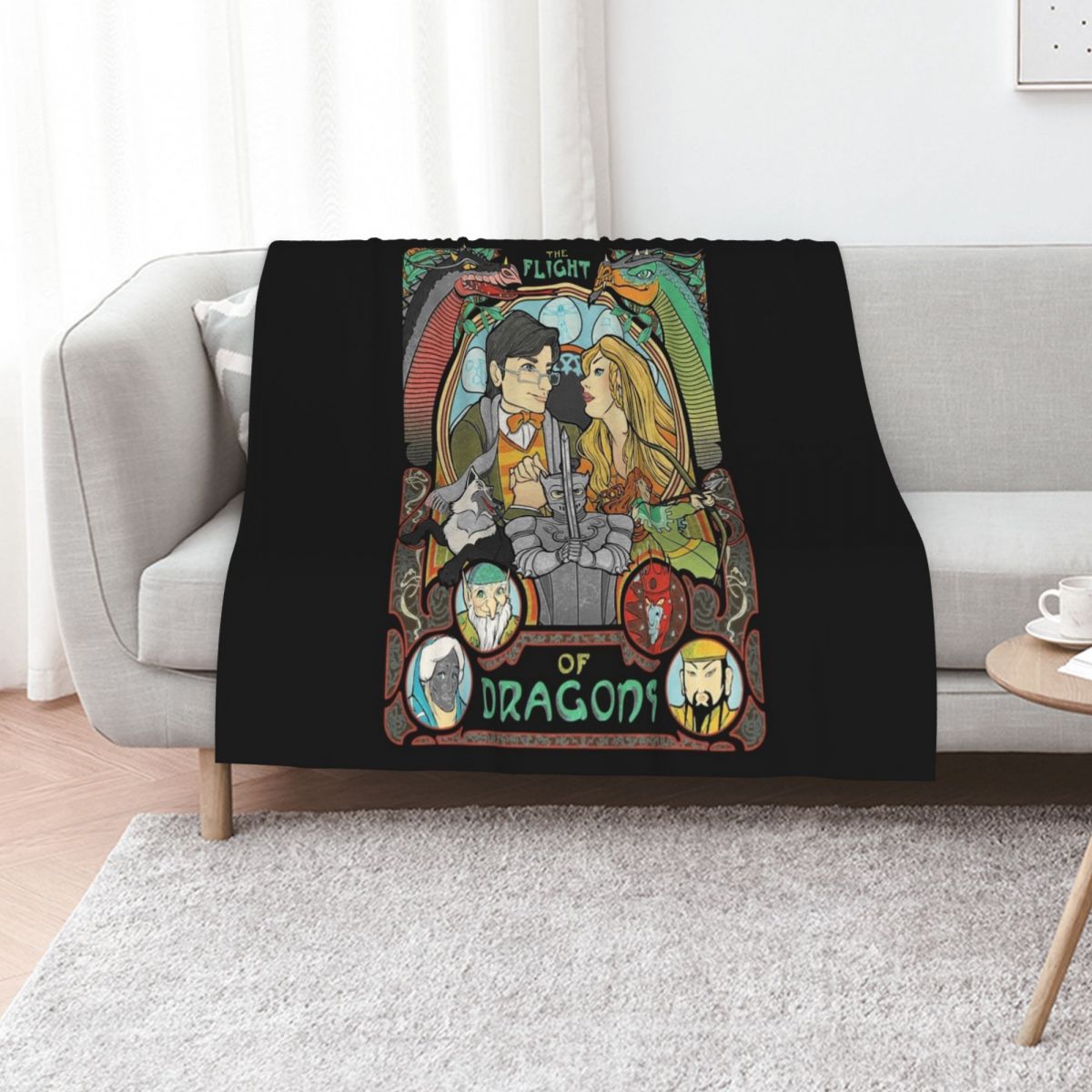 Home Decor Png - Koc z nadrukiem Flight of Dragons