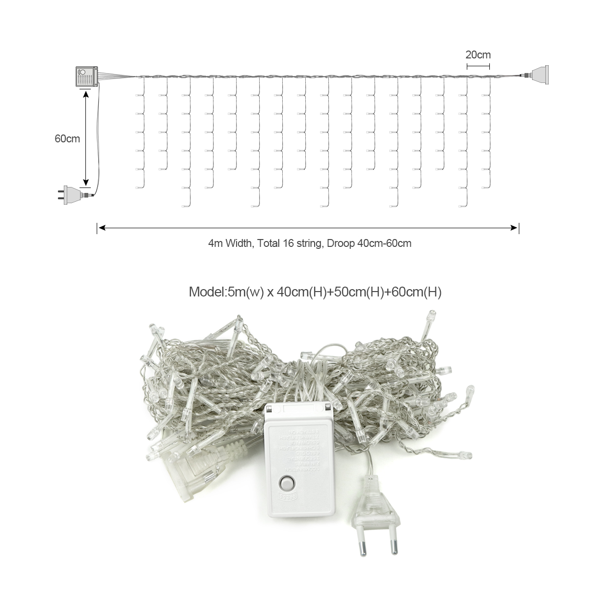 5M Świąteczne Lampki Zewnętrzn – String Curtain Light recenzja i cena